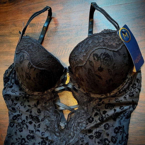 Rachel Roy Lingerie | Lace Push Up Bra Teddy/Onesie | NWT 🖤 - Picture 3 of 7
